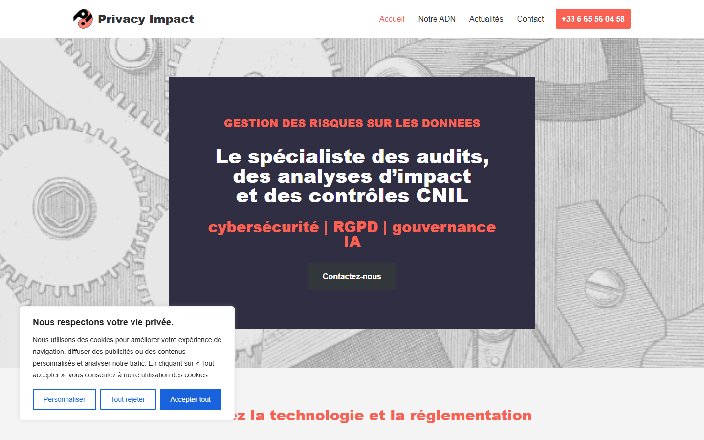 Aperçu du site de PRIVACY IMPACT