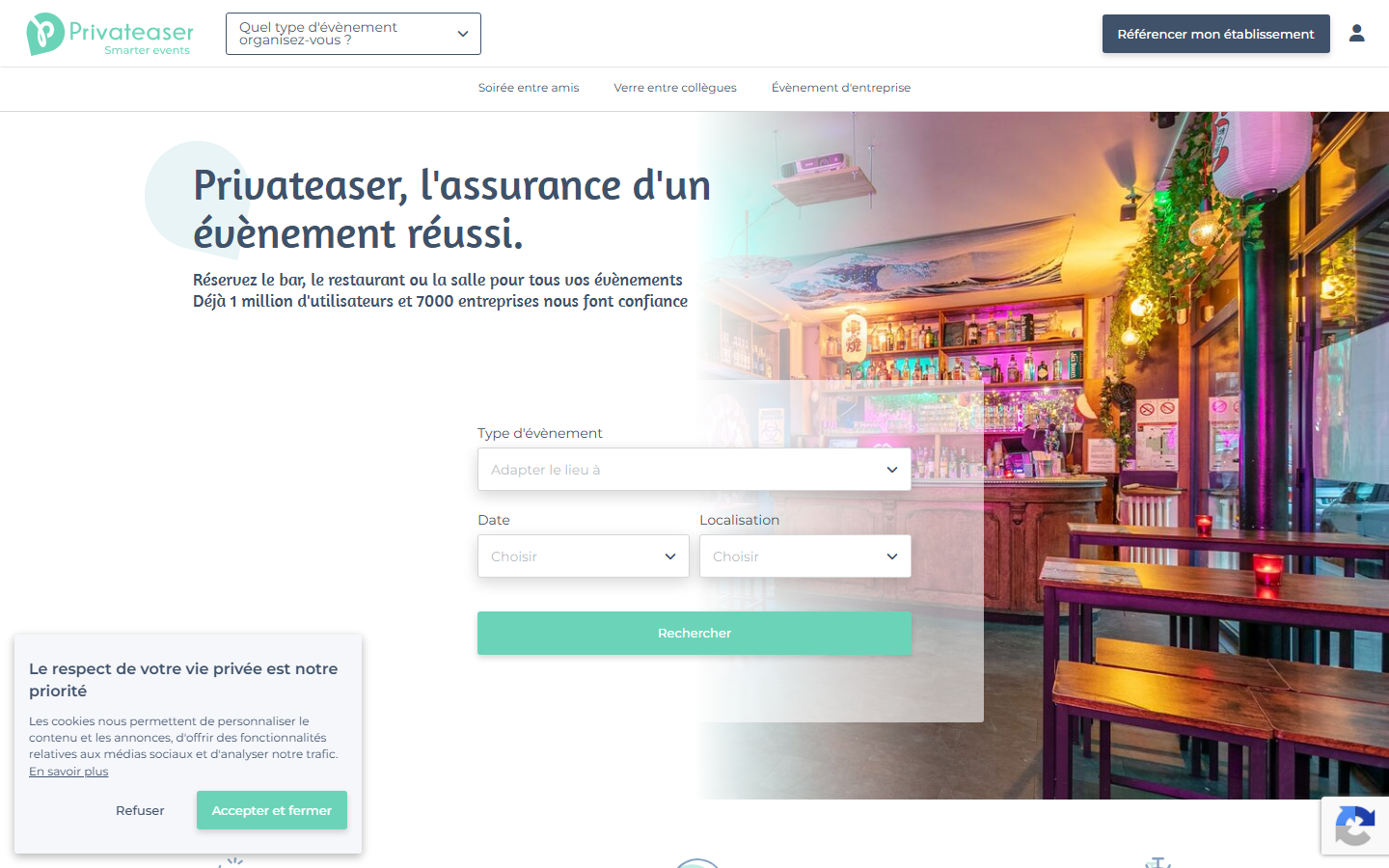 Aperçu du site de Privateaser