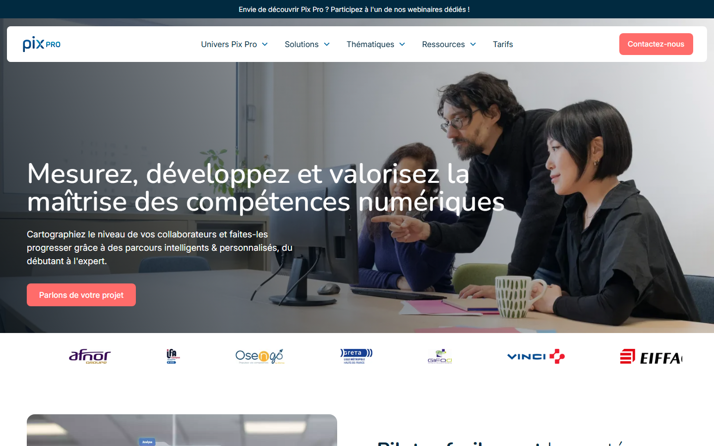 Aperçu du site de Pix