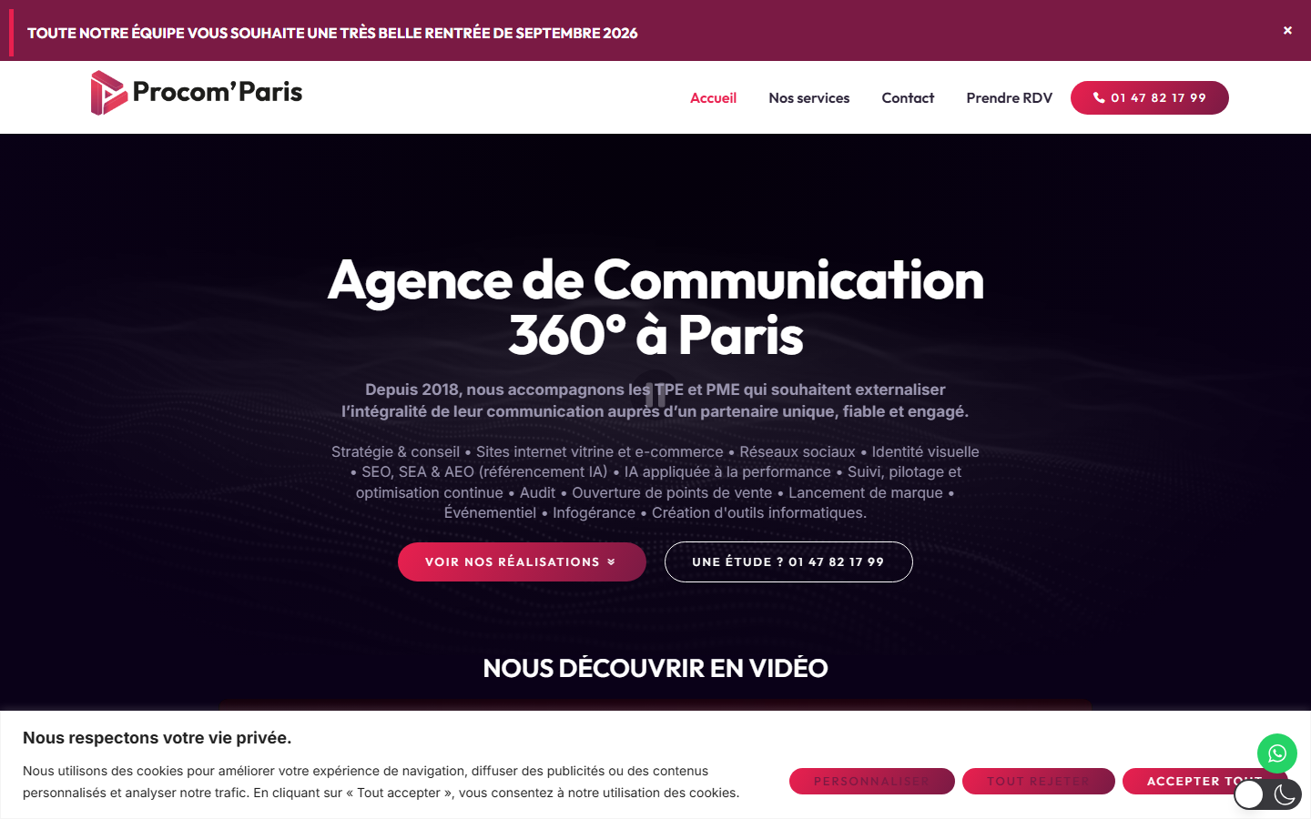 Aperçu du site de PROCOM PARIS