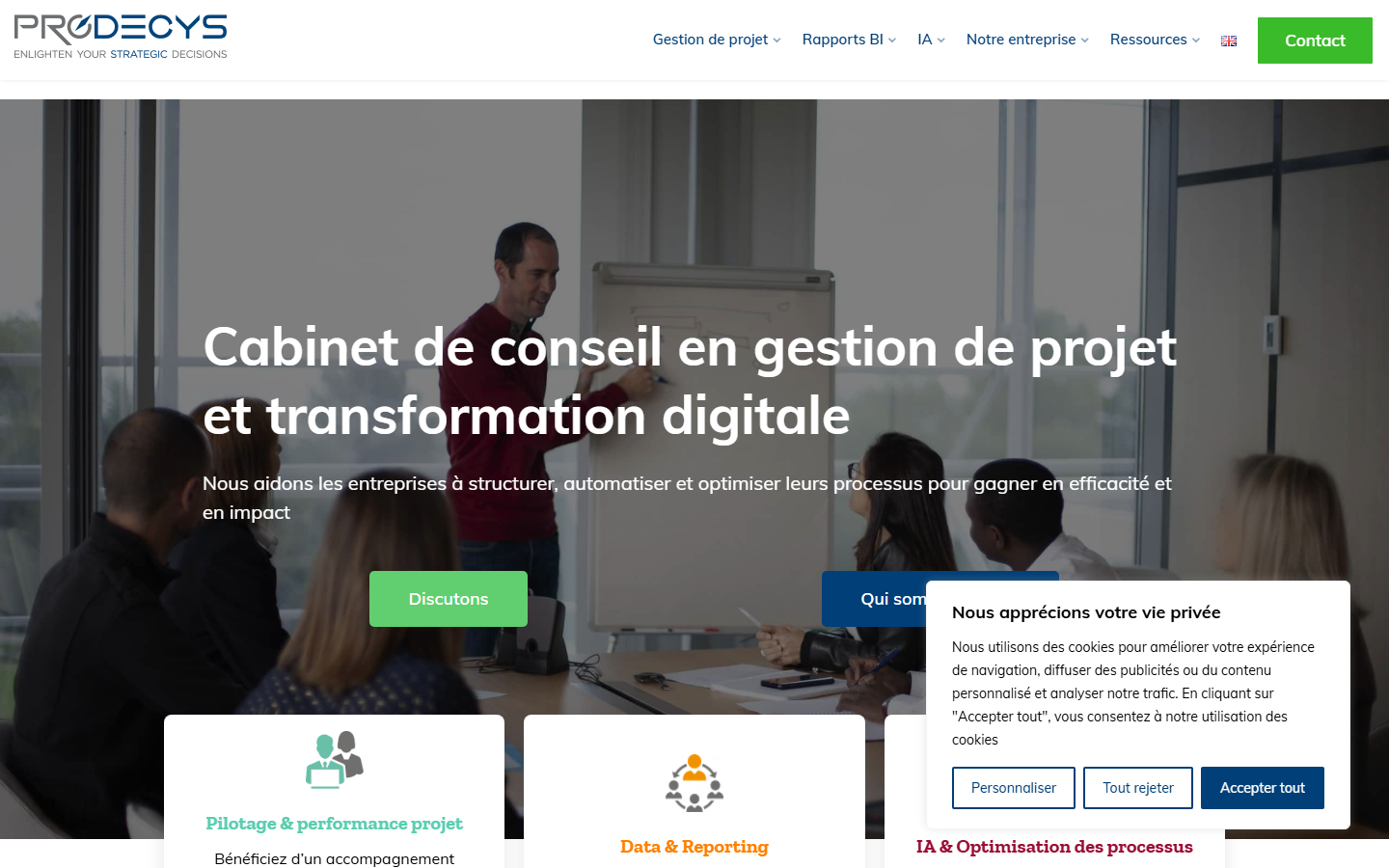 Aperçu du site de PRODECYS