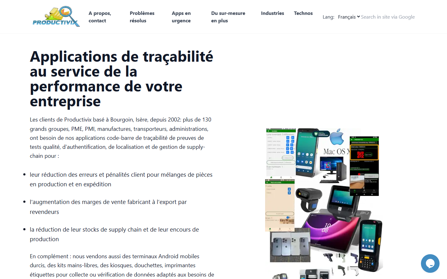 Aperçu du site de Productivix sarl