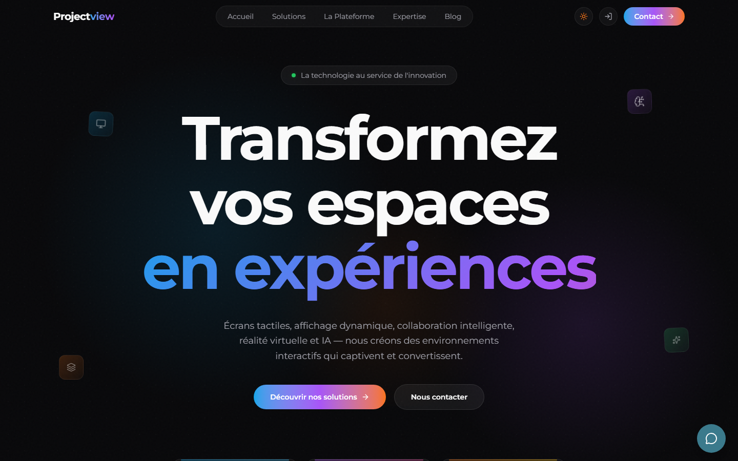 Aperçu du site de Projectview