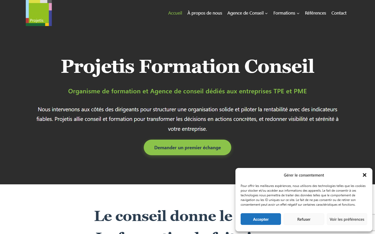 Aperçu du site de PROJETIS FORMATION CONSEIL