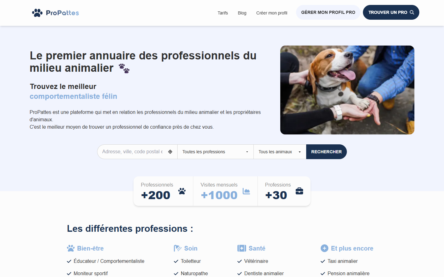 Aperçu du site de ProPattes