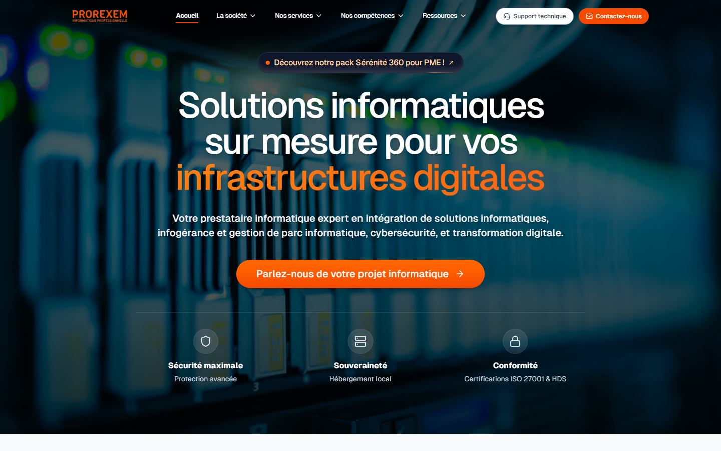 Aperçu du site de PROREXEM