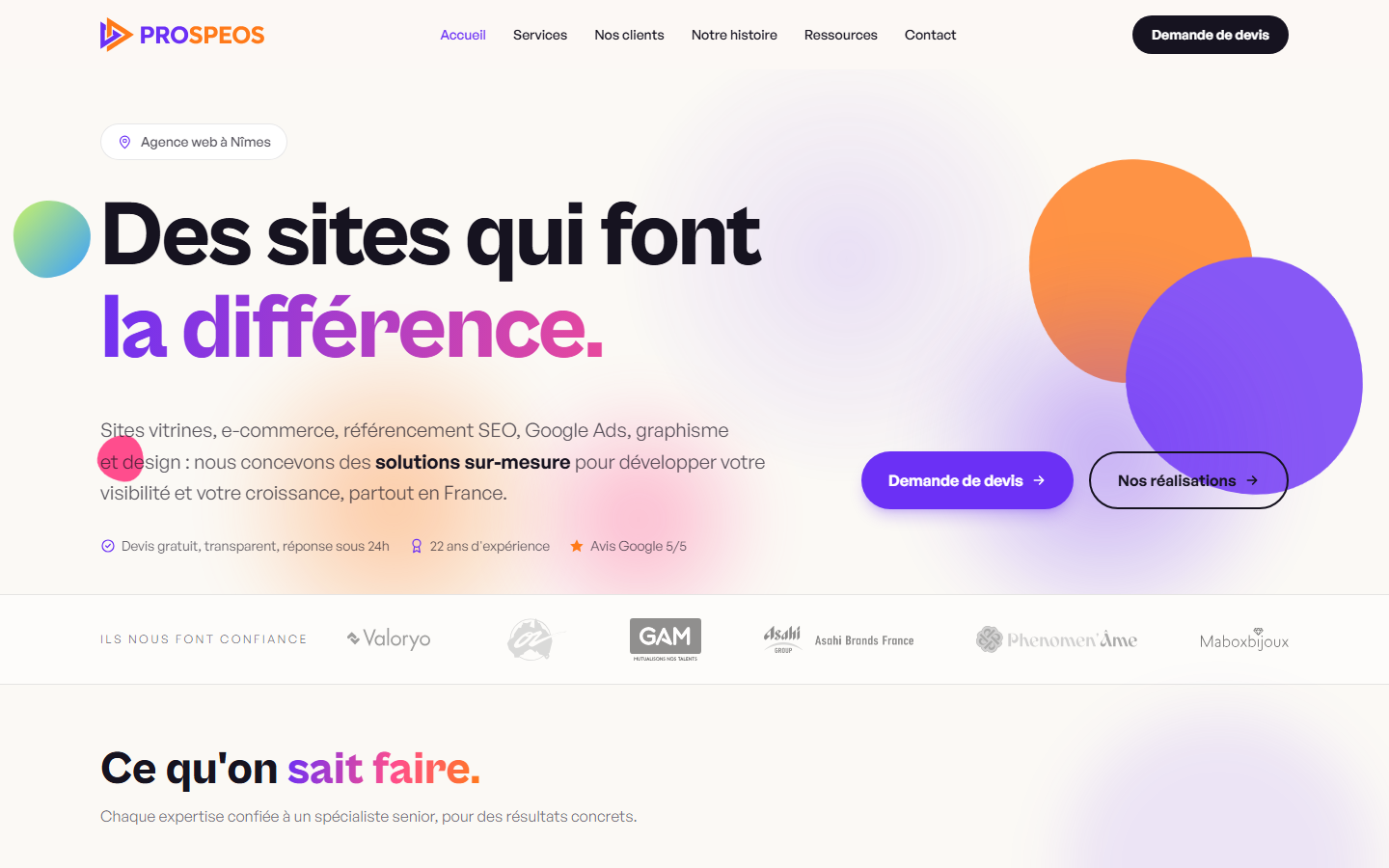 Aperçu du site de PROSPEOS