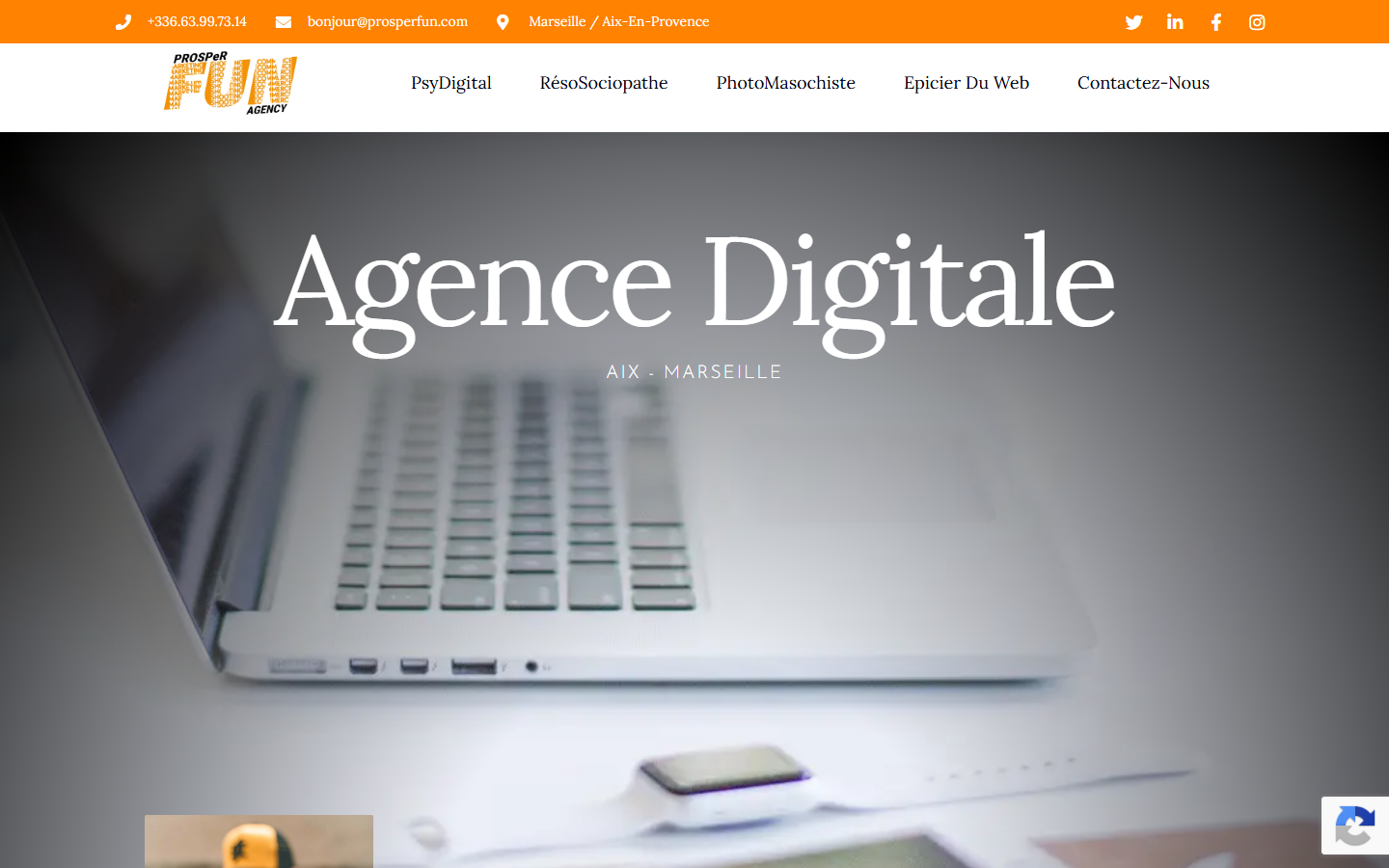 Aperçu du site de PROSPeRFUN Agency