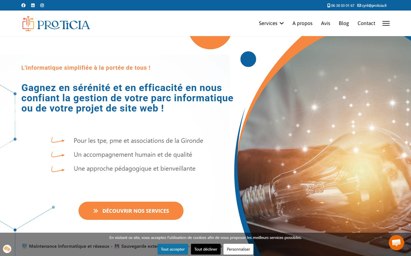 Aperçu du site de PROTICIA