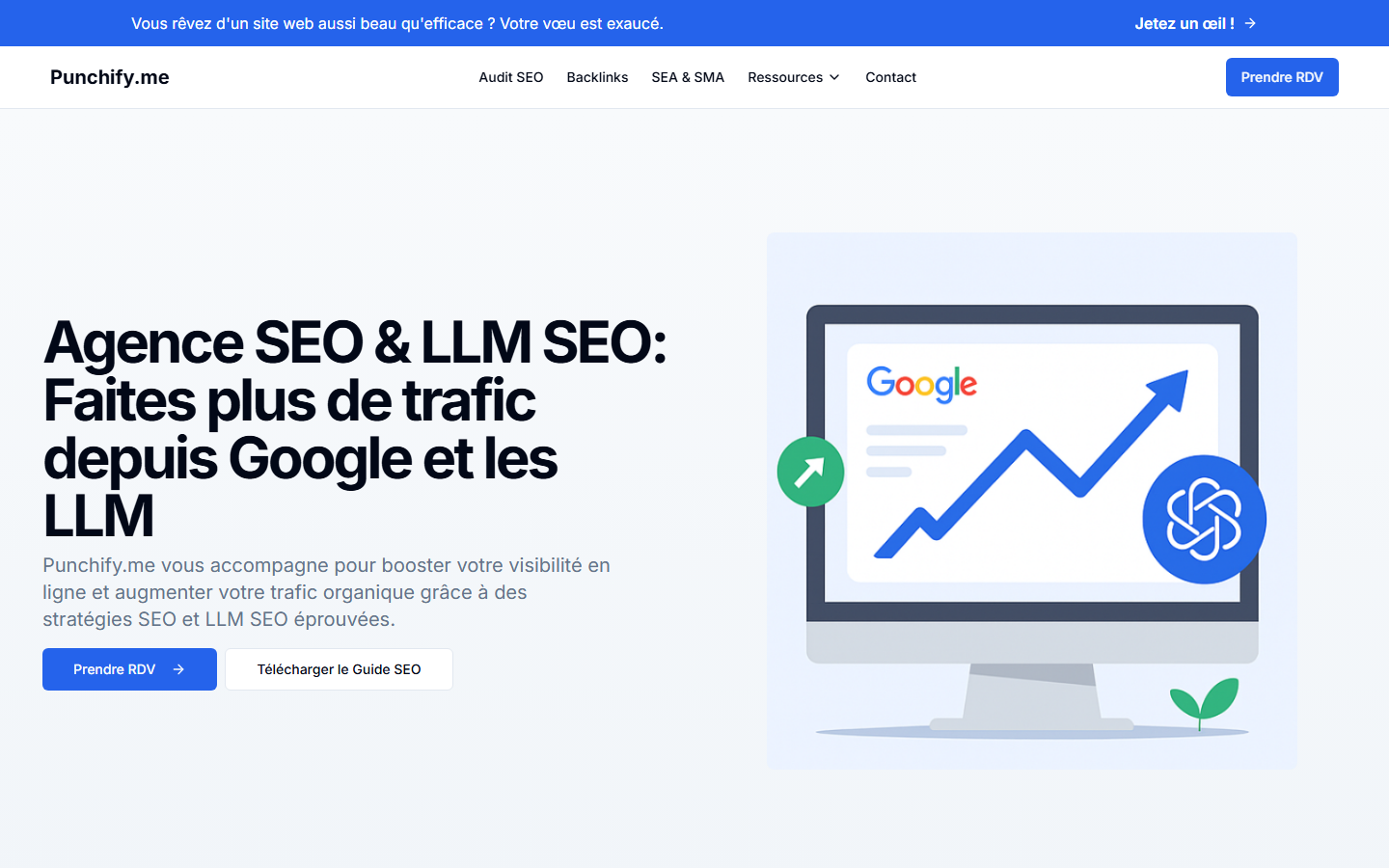 Aperçu du site de Punchify Me