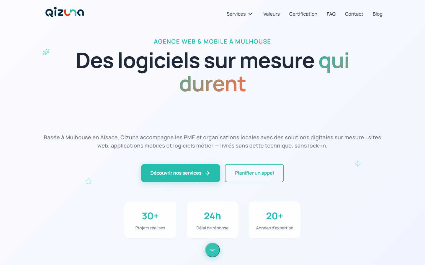Aperçu du site de QIZUNA