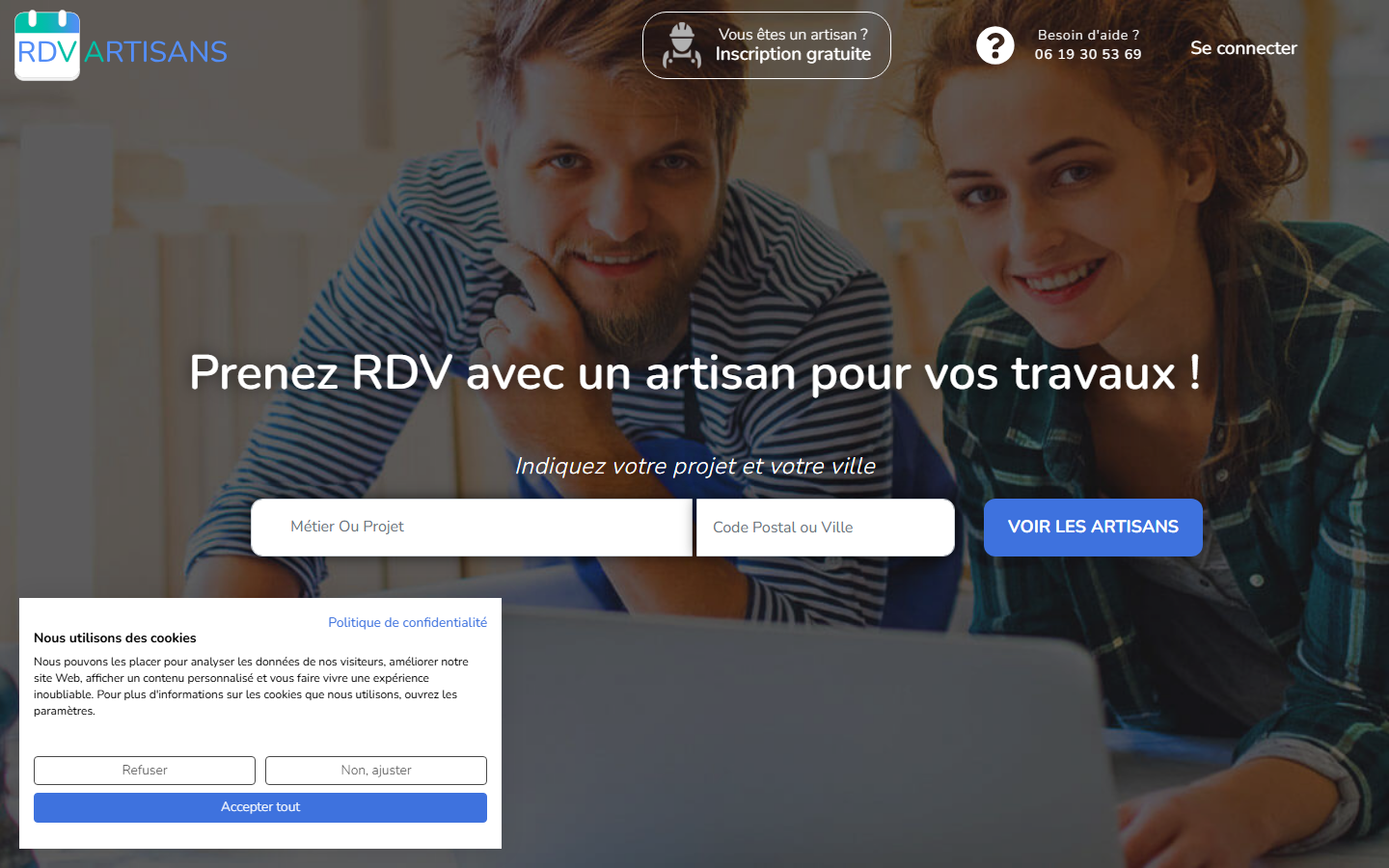 Aperçu du site de RDV Artisans