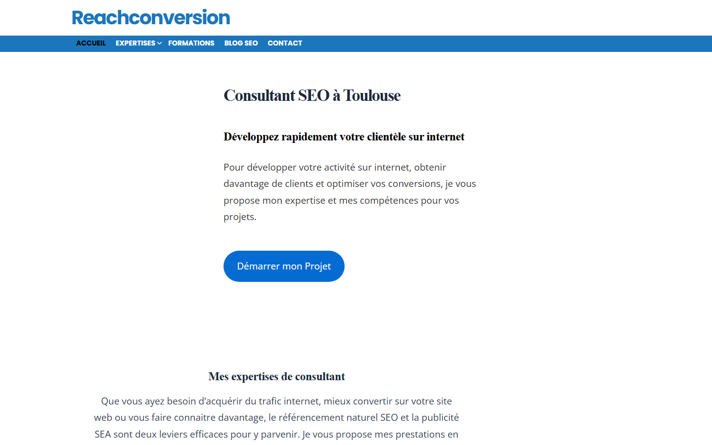 Aperçu du site de Reachconversion