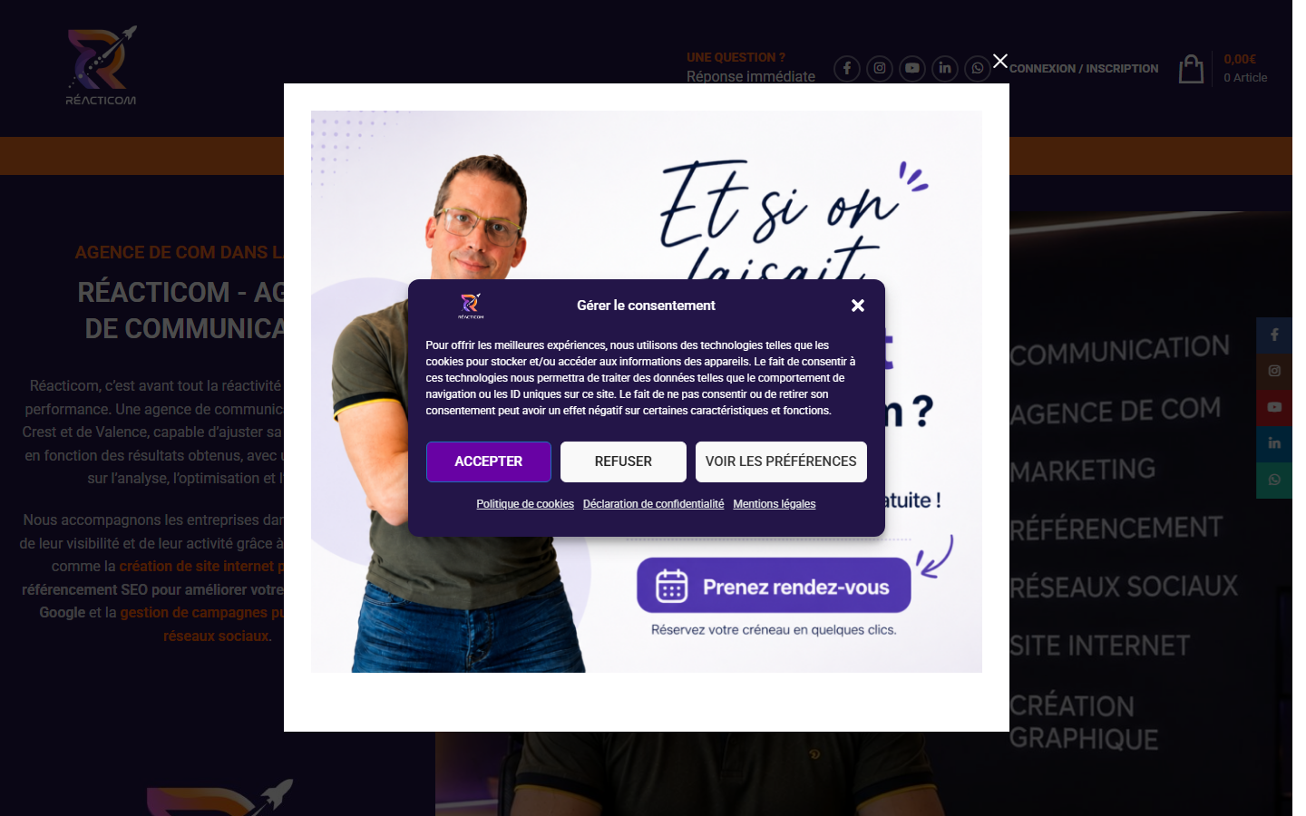 Aperçu du site de Reacticom