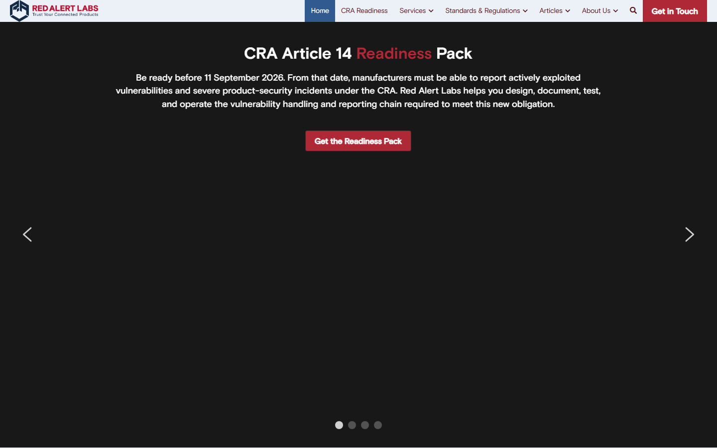 Aperçu du site de Red Alert Labs