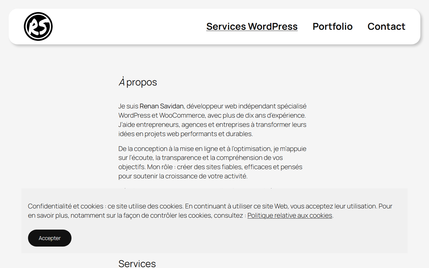 Aperçu du site de Renan Savidan