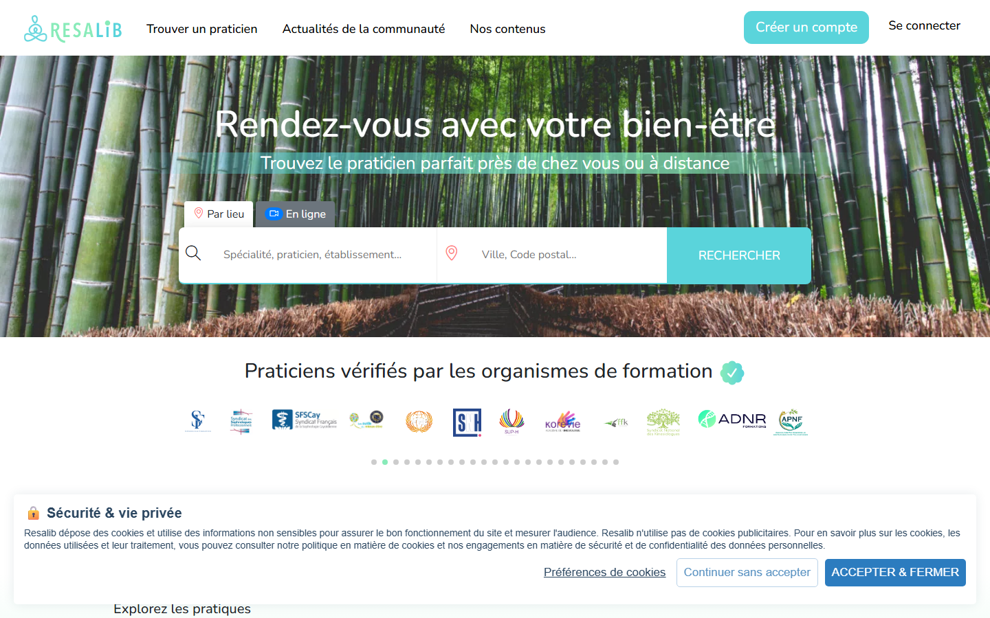 Aperçu du site de Resalib
