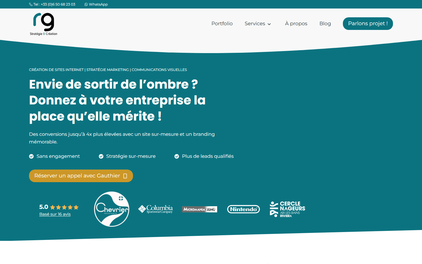 Aperçu du site de RG Stratégie & Création