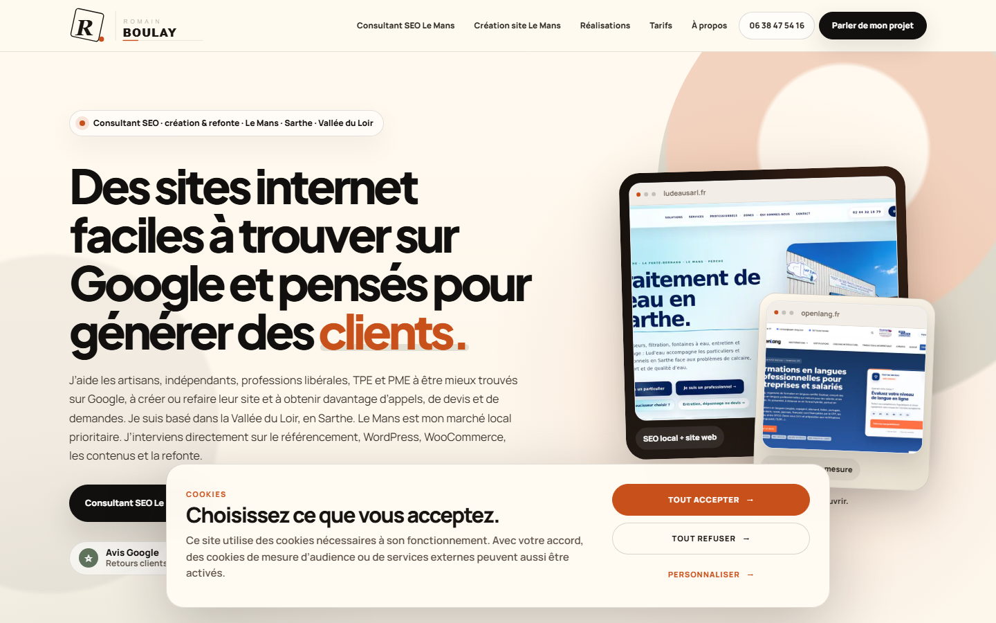 Aperçu du site de Romain Boulay