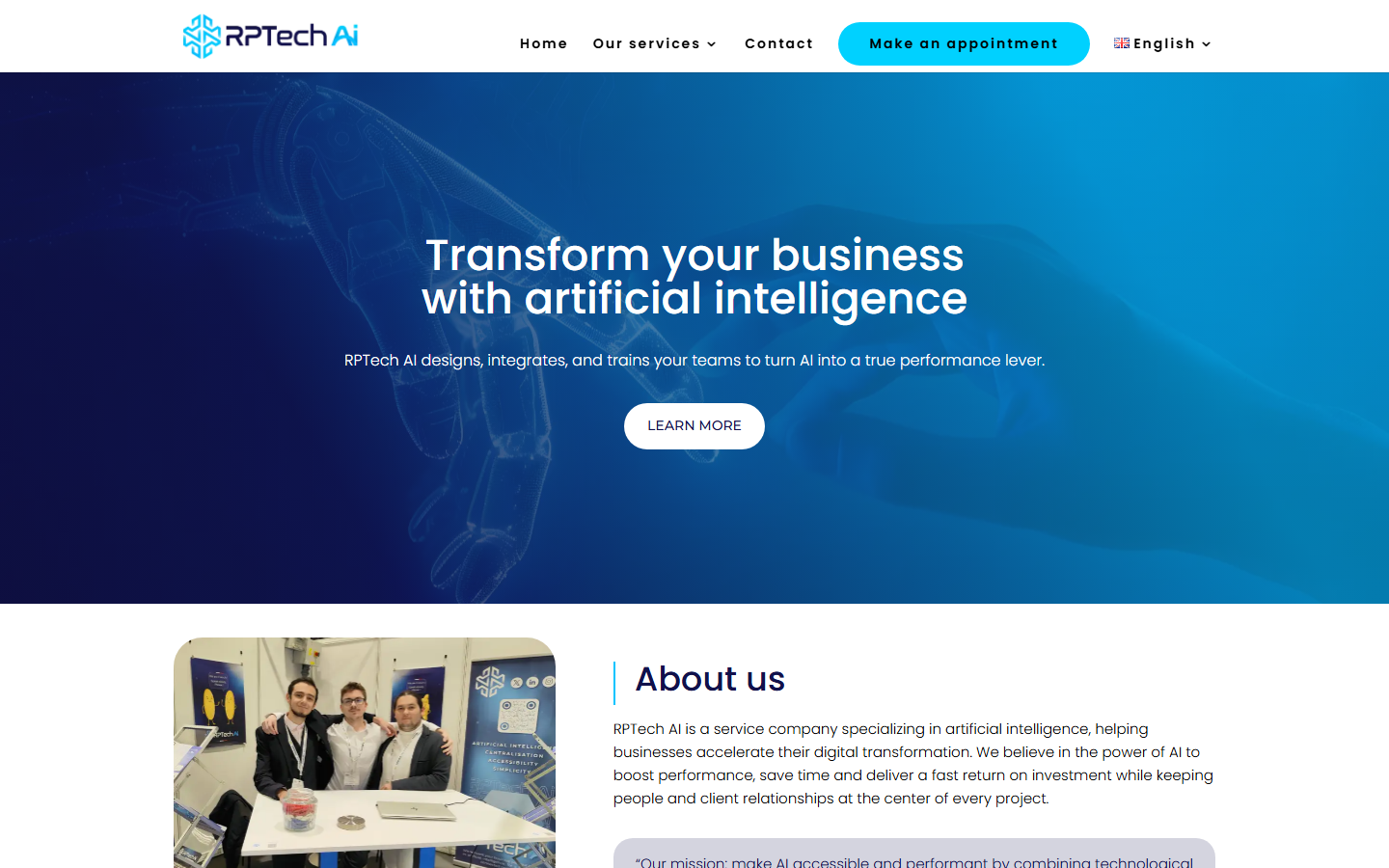 Aperçu du site de RPTECH AI