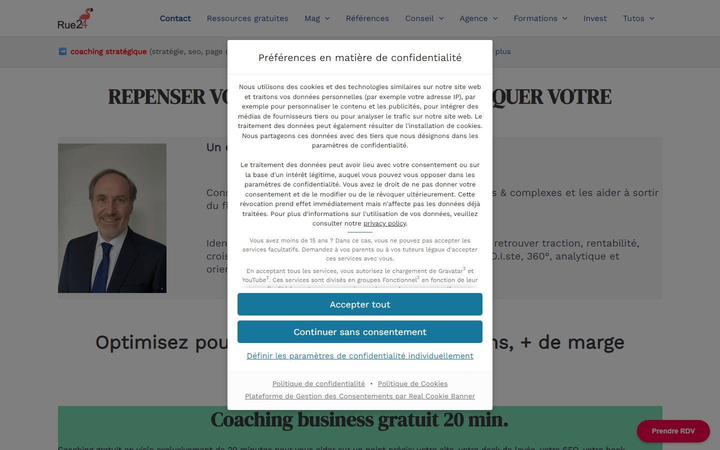 Aperçu du site de RUE24