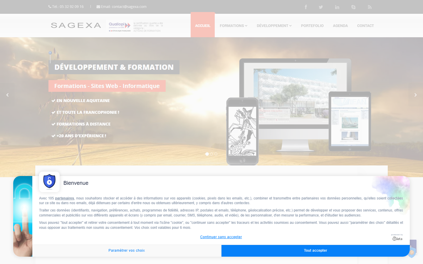 Aperçu du site de SAGEXA