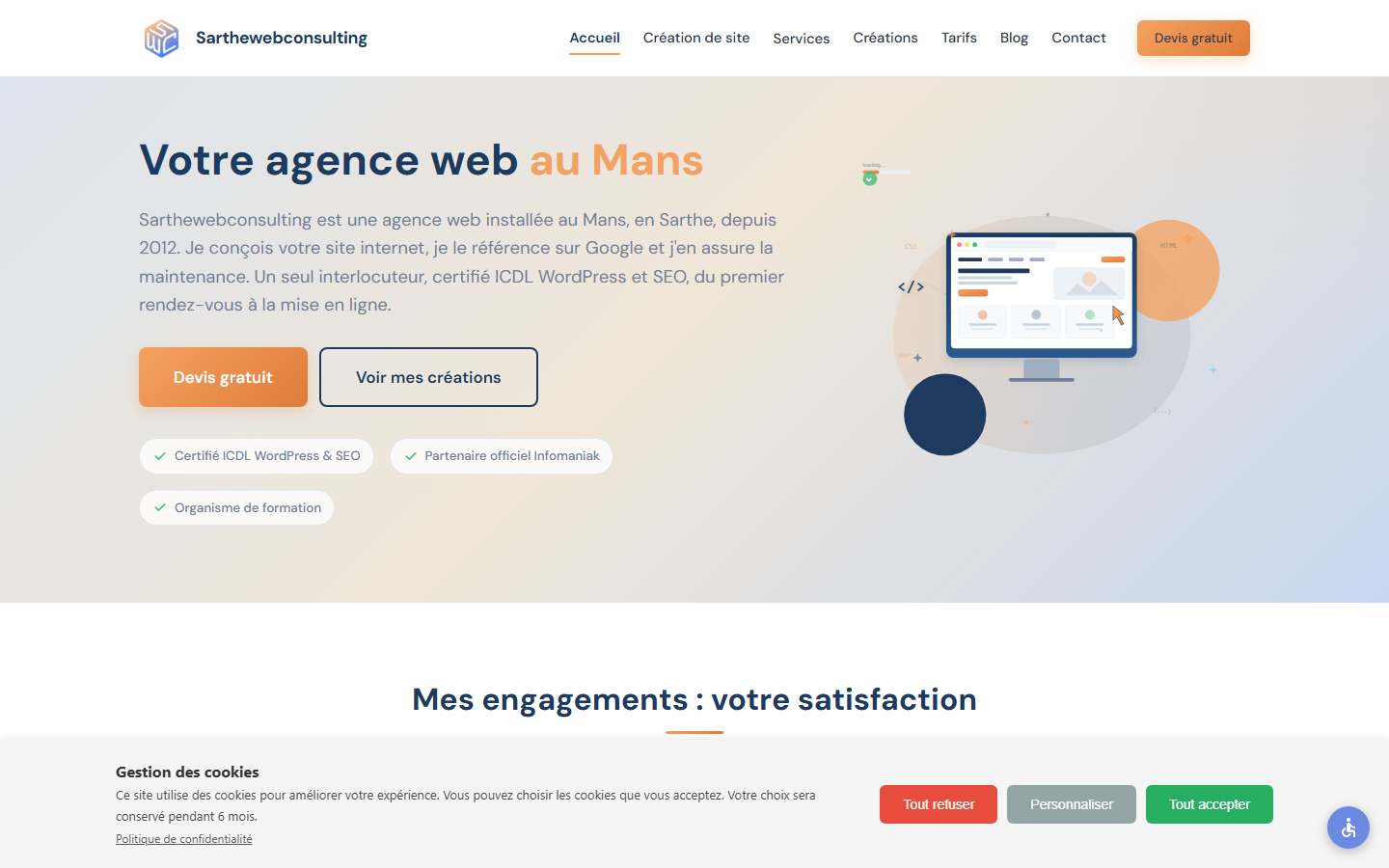 Aperçu du site de Sarthewebconsulting