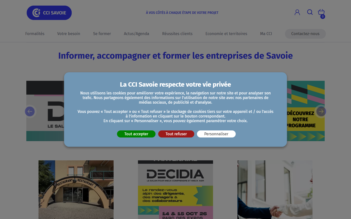 Aperçu du site de CHAMBRE DE COMMERCE ET D'INDUSTRIE DE LA SAVOIE