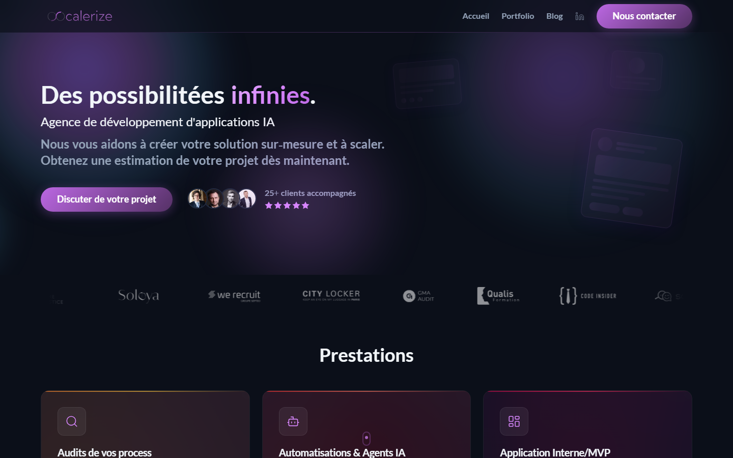 Aperçu du site de SCALERIZE