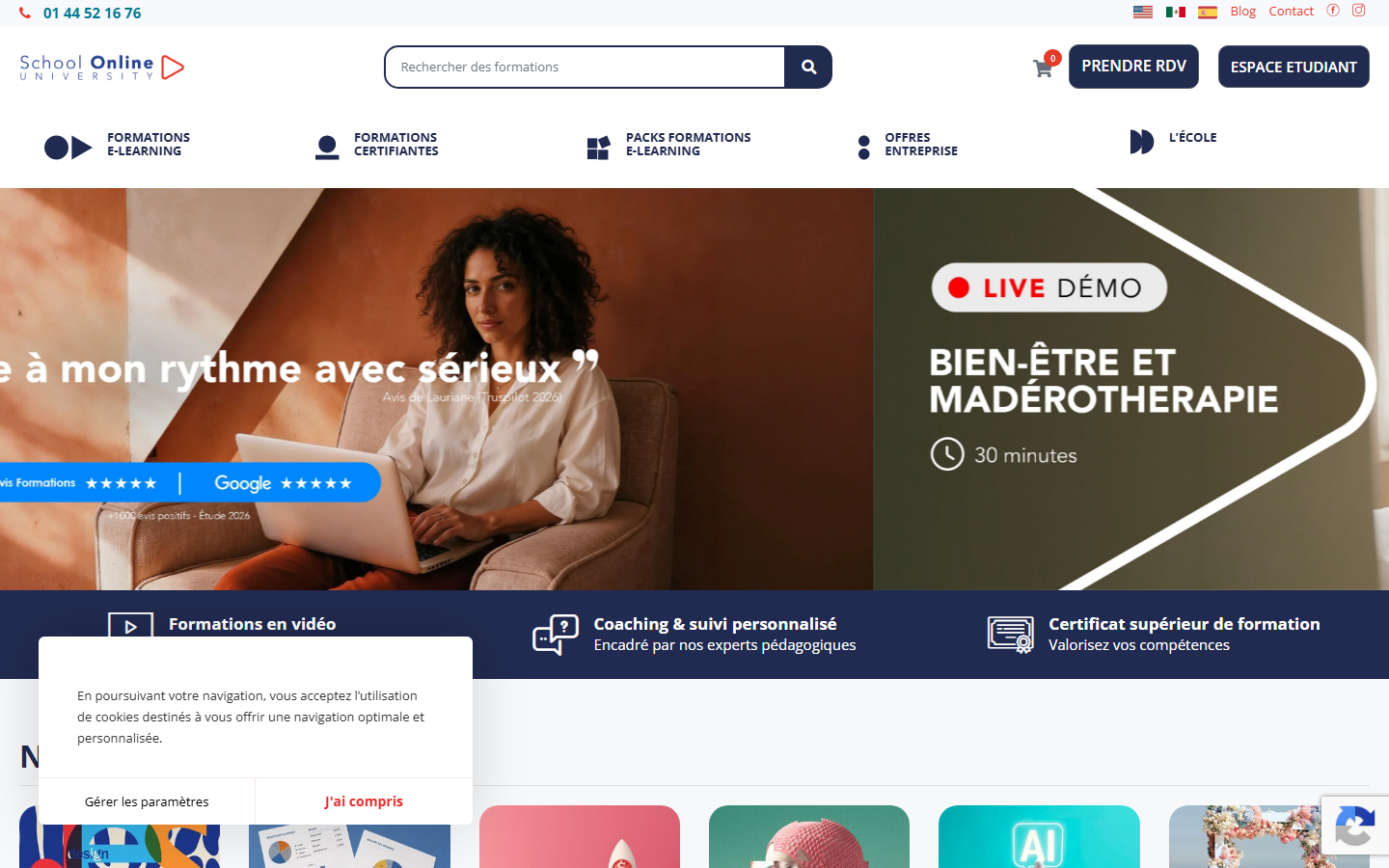 Aperçu du site de SCHOOL ONLINE UNIVERSITY