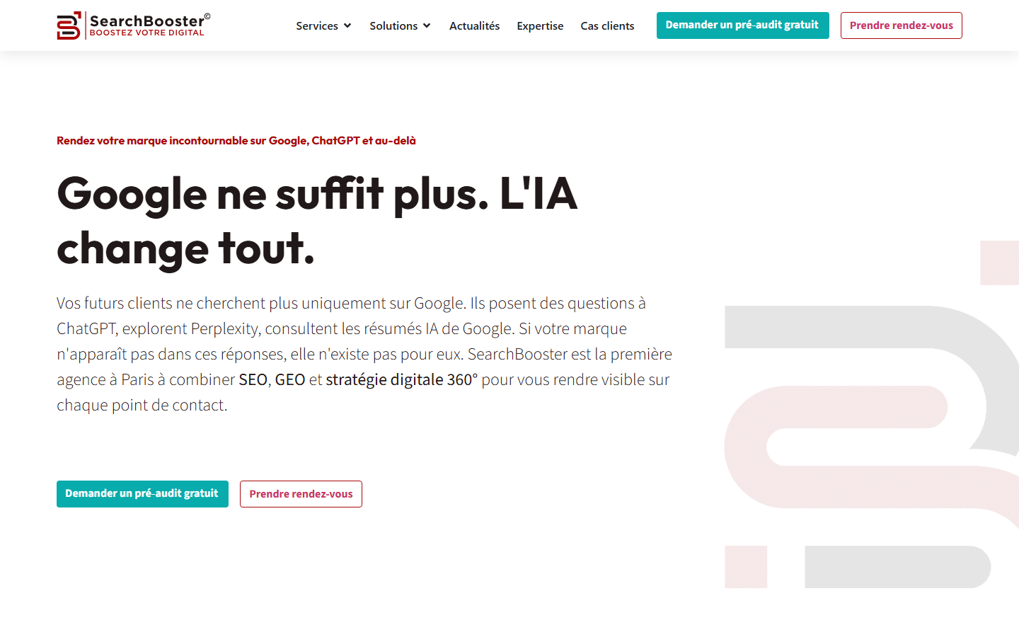 Aperçu du site de Searchbooster Om Aaa