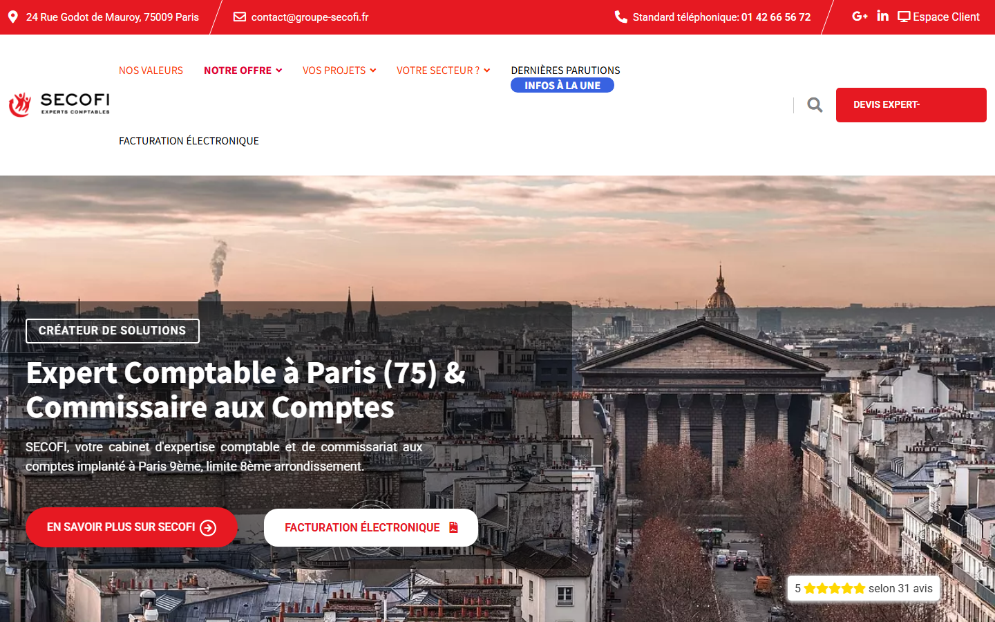 Aperçu du site de SECOFI