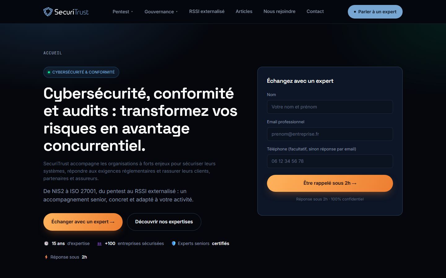 Aperçu du site de SECURITRUST