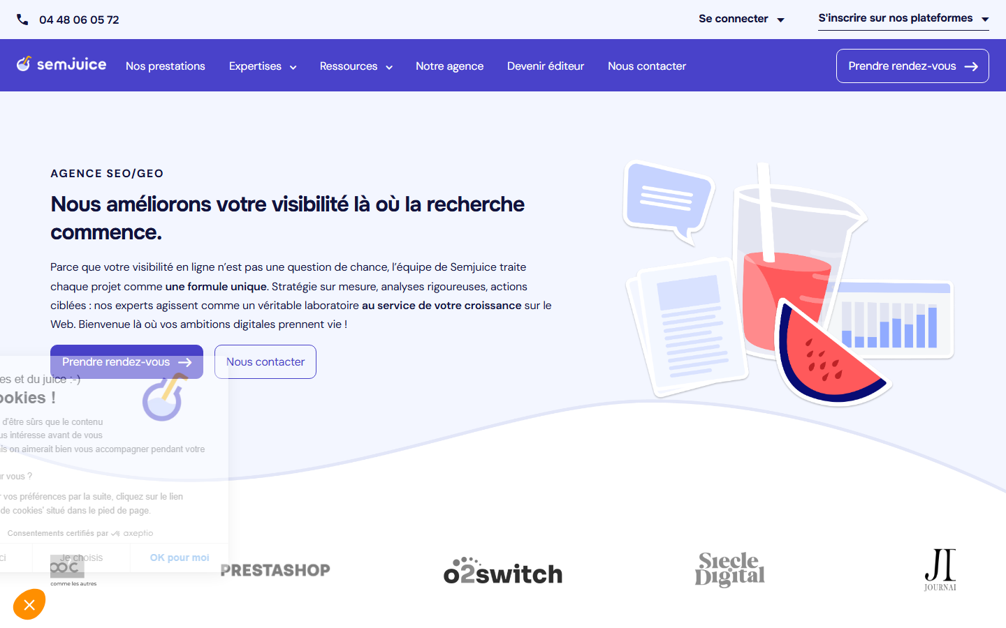 Aperçu du site de Semjuice