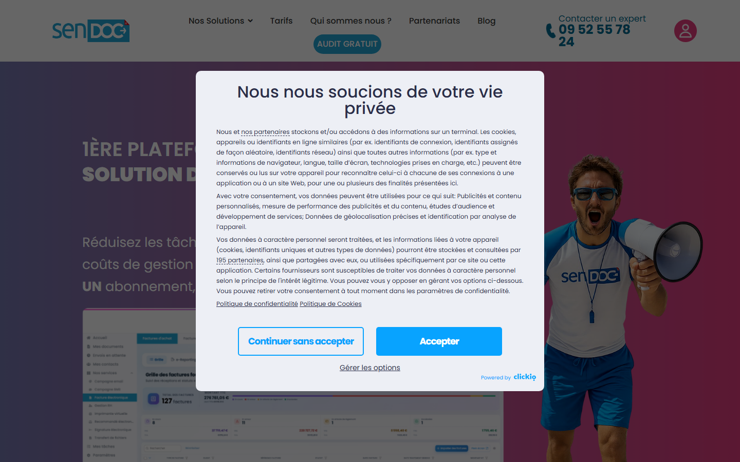 Aperçu du site de SENDOC