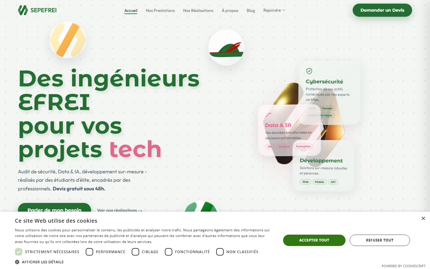 Aperçu du site de SEPEFREI