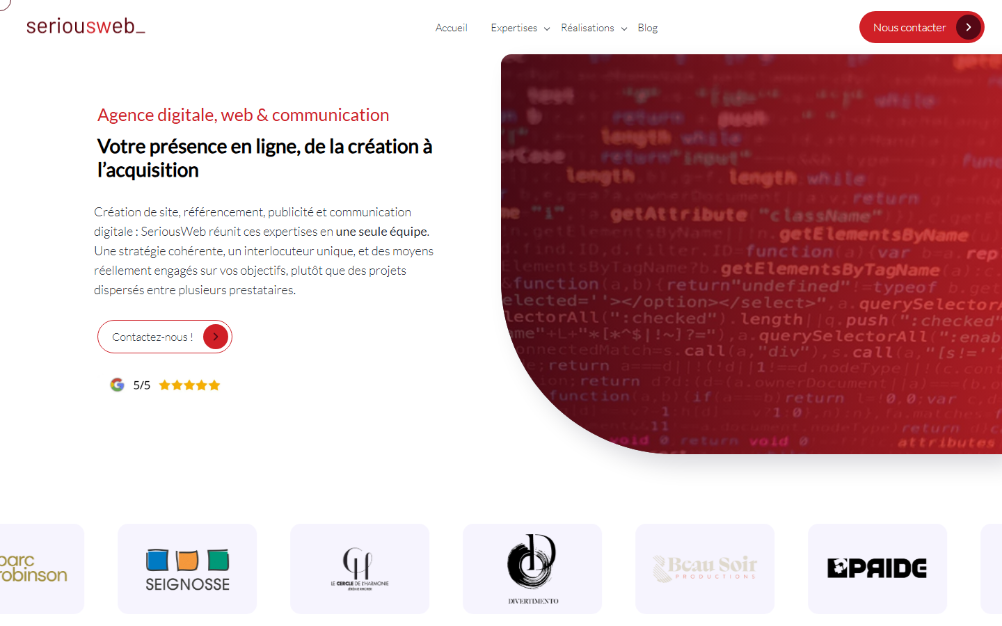 Aperçu du site de SERIOUSWEB