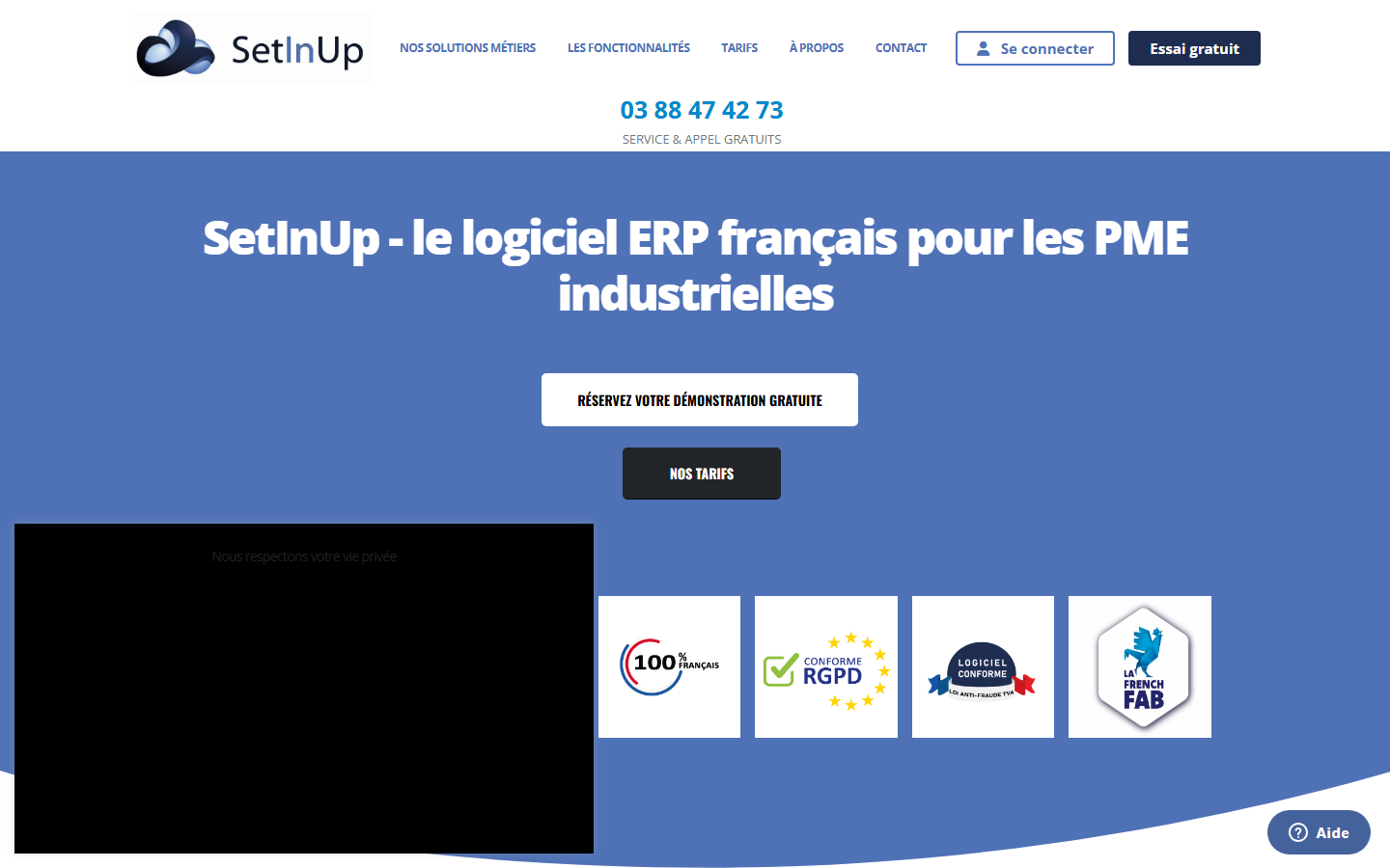Aperçu du site de SetInUp