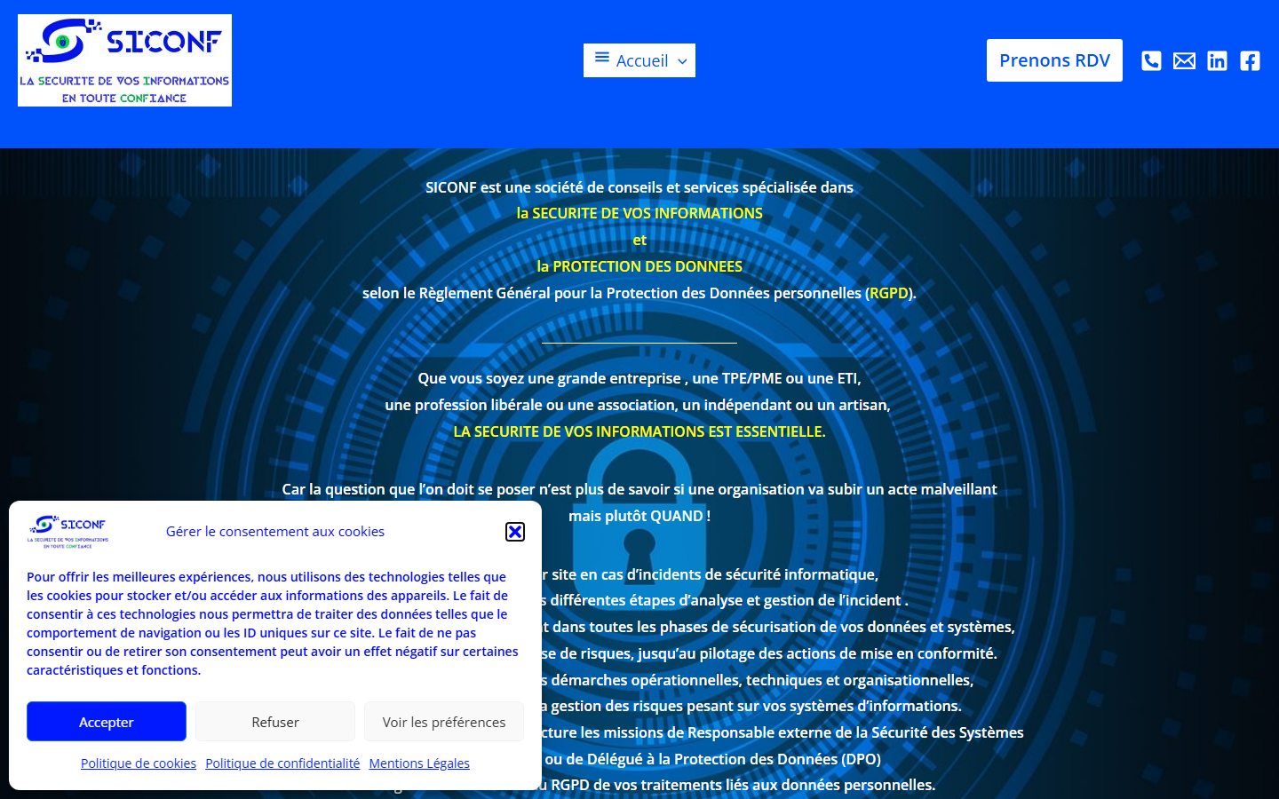 Aperçu du site de SICONF