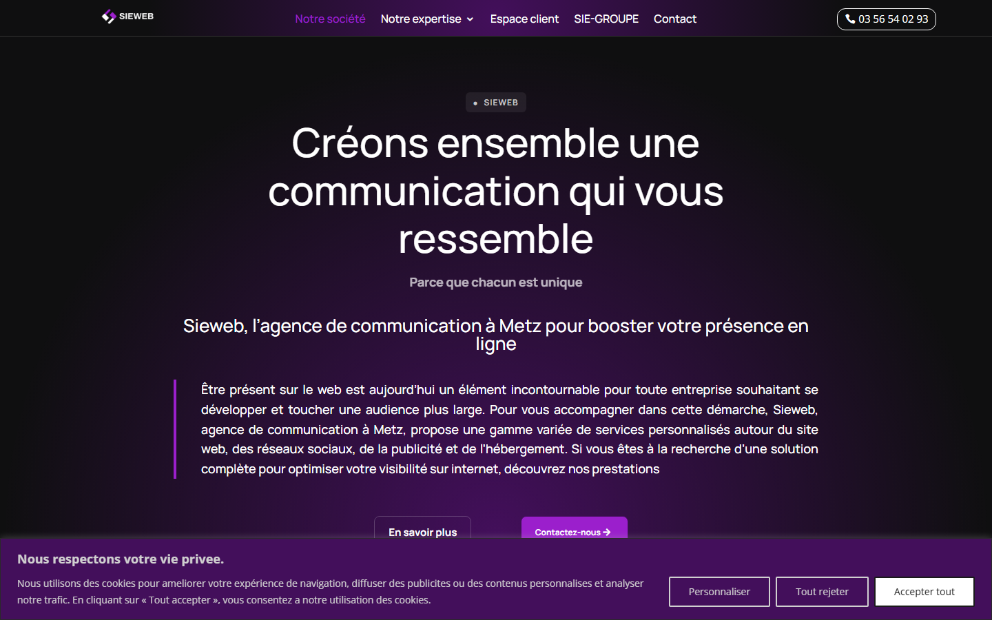 Aperçu du site de SIEWEB