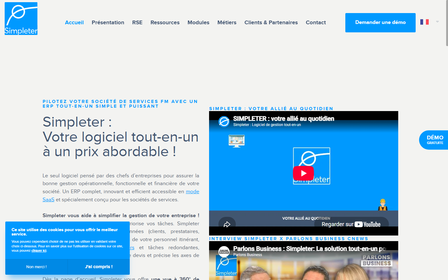 Aperçu du site de SIMPLETER