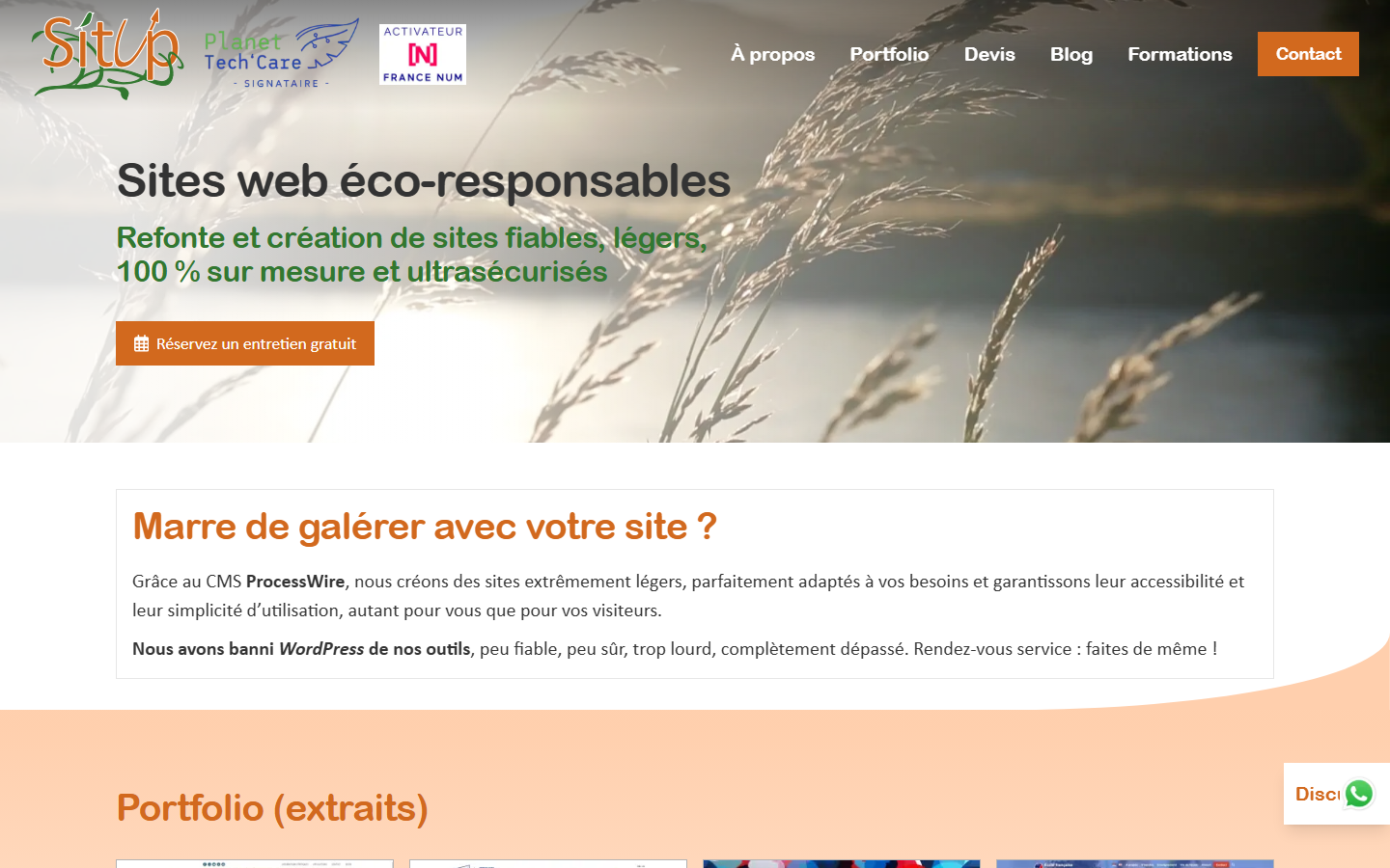 Aperçu du site de SitUp