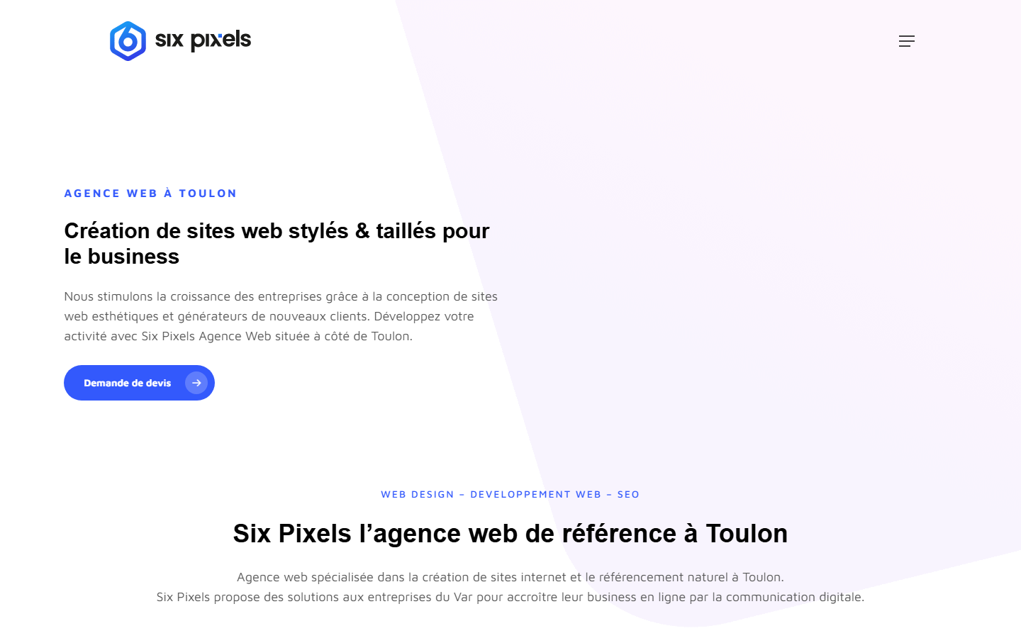 Aperçu du site de SIX PIXELS