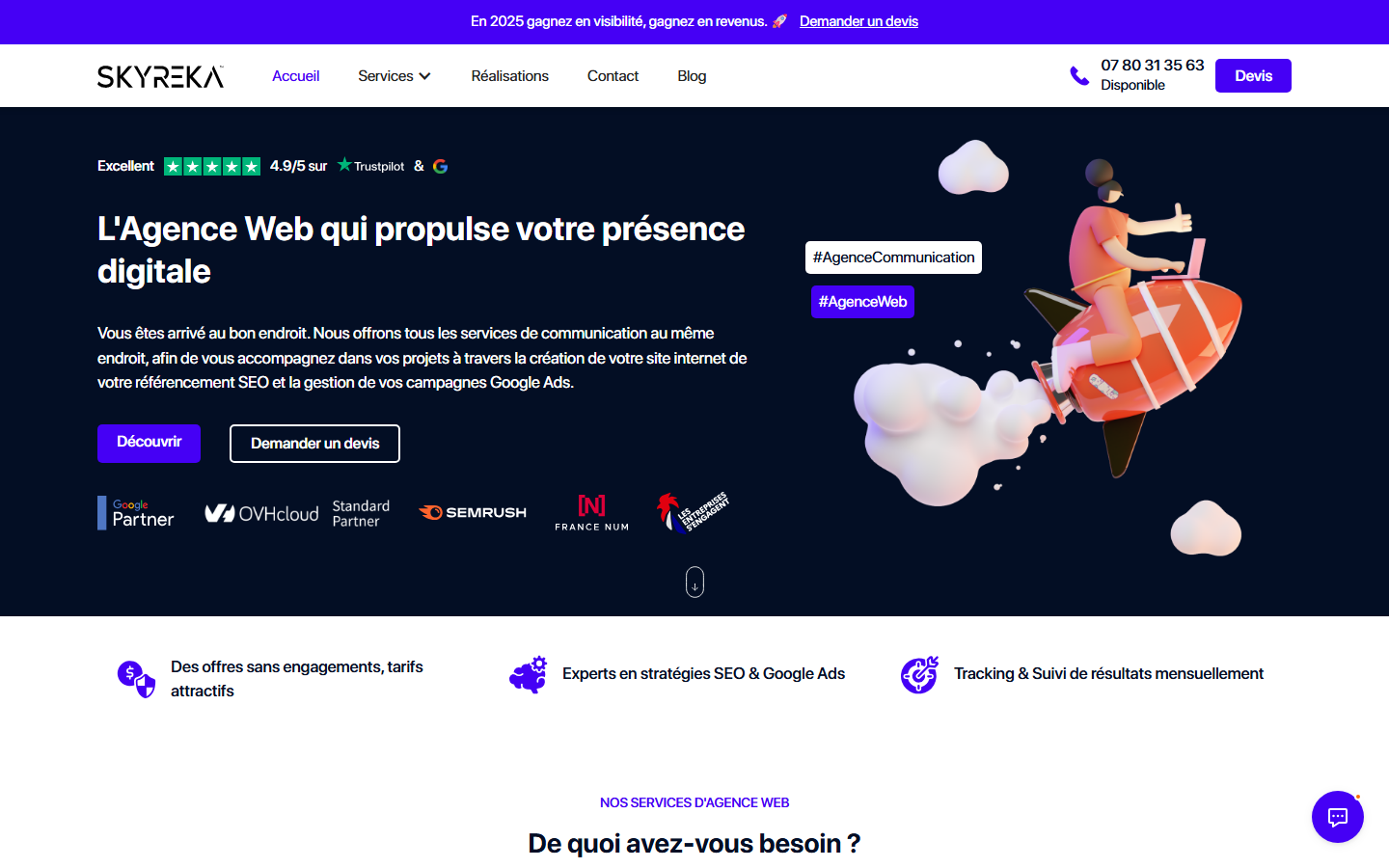 Aperçu du site de SKYREKA