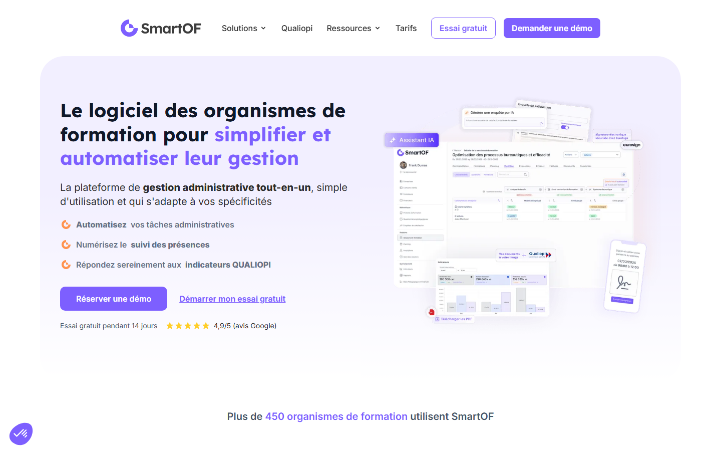 Aperçu du site de SmartOF