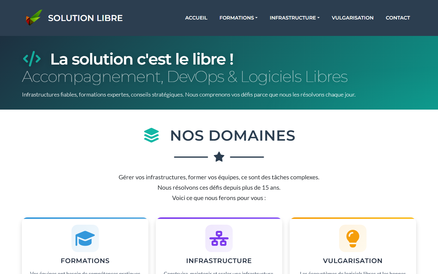 Aperçu du site de SOLUTION LIBRE