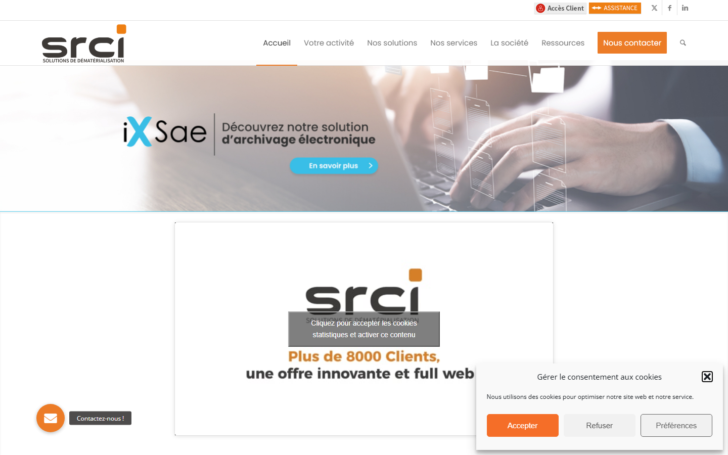 Aperçu du site de SRCI