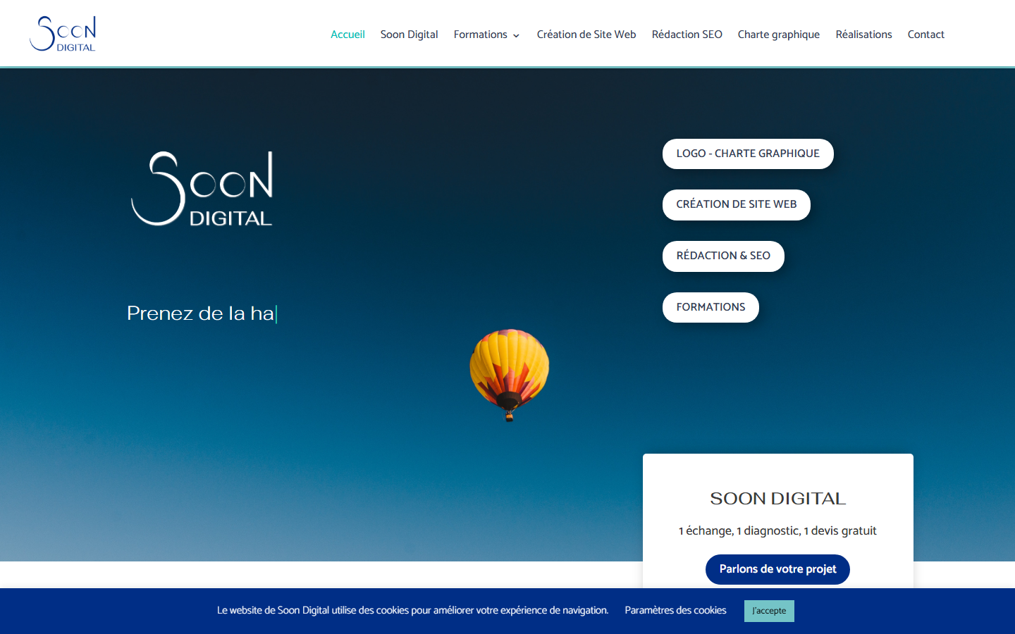 Aperçu du site de Soon Digital