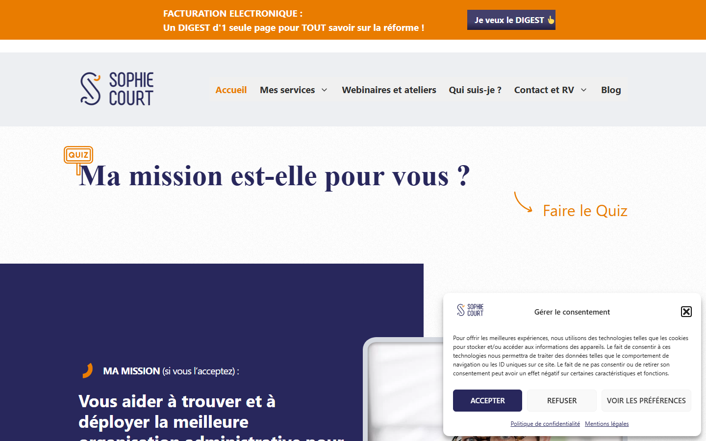 Aperçu du site de Sophie Court