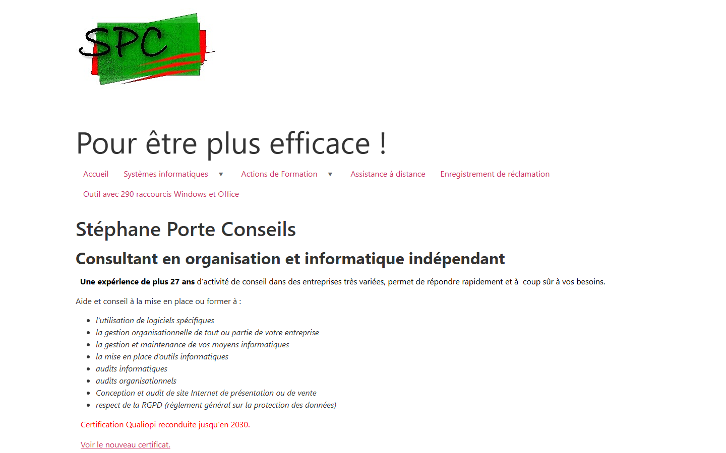 Aperçu du site de Stéphane Porte Conseils